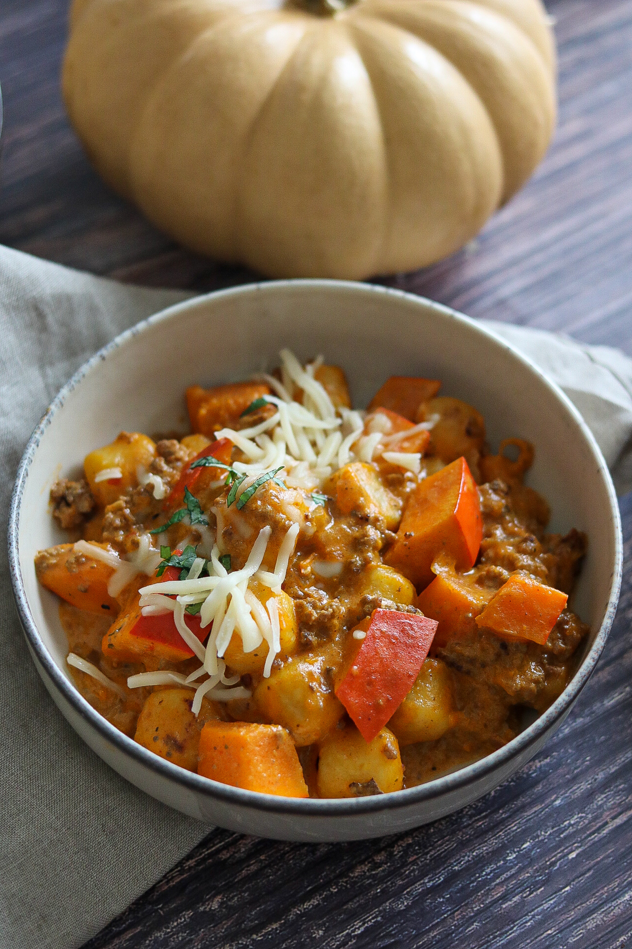 Gnocchi - Kürbis - Pfanne mit Hackfleisch