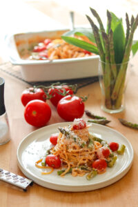 Ofenpasta mit Frischkäse und Spargel